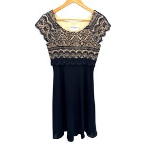Vtg Elizabeth Wayman NY Black Lace Cocktail Dress Cap Sleeve 6 USA Gothic LBD